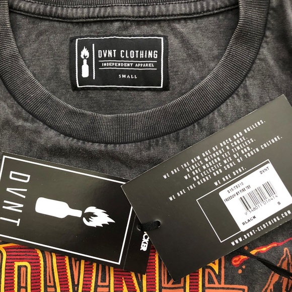 DVNT Men’s T Shirt Bald Eagle Flame Wings Gray New - Picture 3 of 5